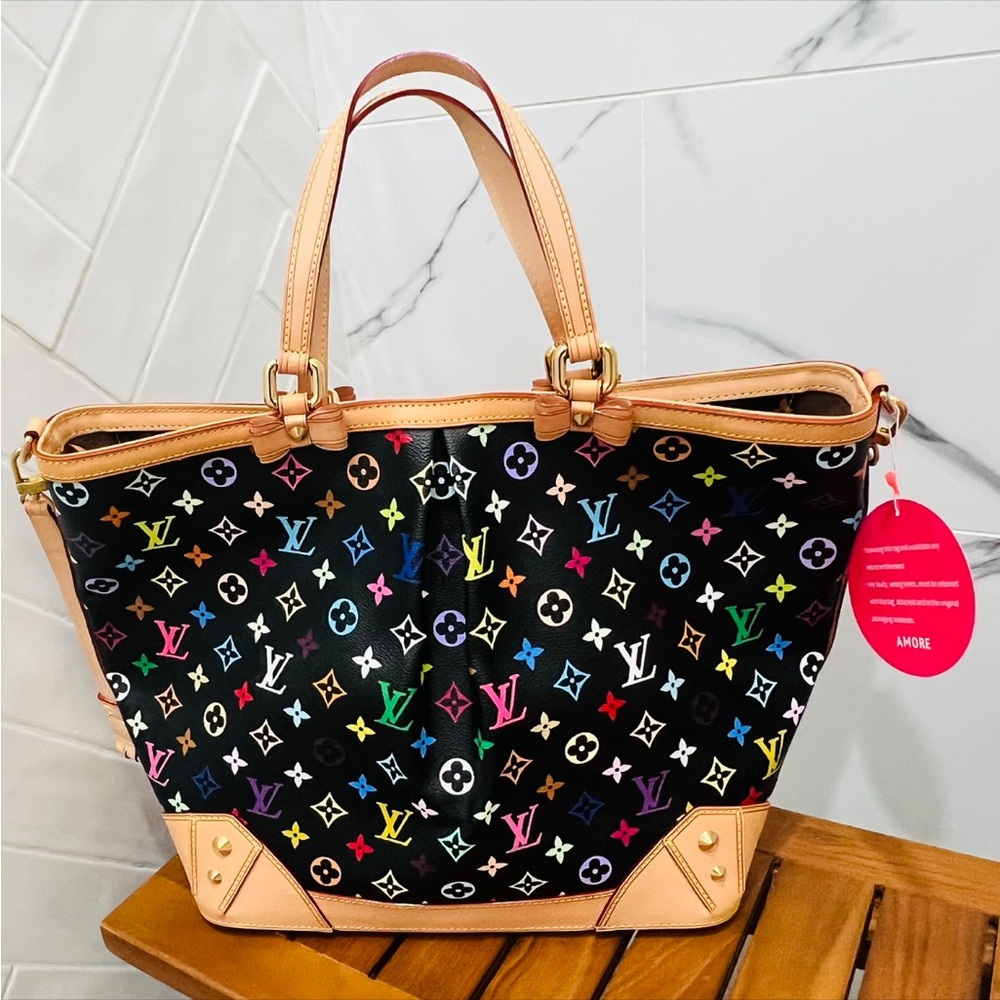 🌟Vintage UNUSED Louis Vuitton Sharleen GM Black Multicolor Murakami🌟